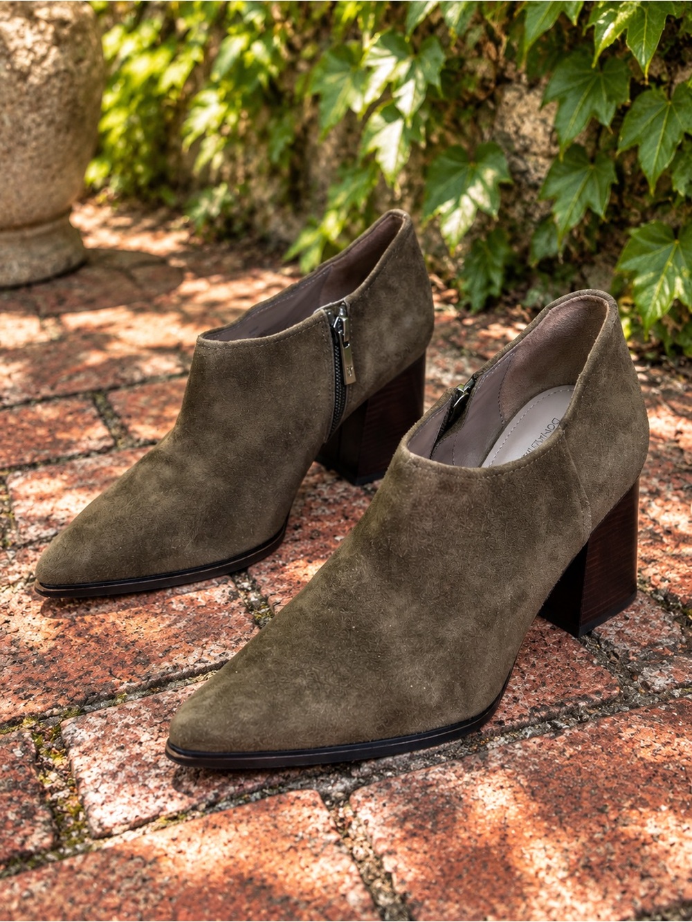 DONALD J. PLINER Olive/Brown Coastal Cowgirl Suede Pointed Toe Western Shoes, 8M